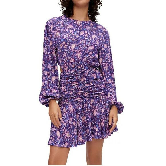 Maje Dresses & Skirts - Maje Floral Ruched Cut Out Mini Dress Size 40 Large NWT